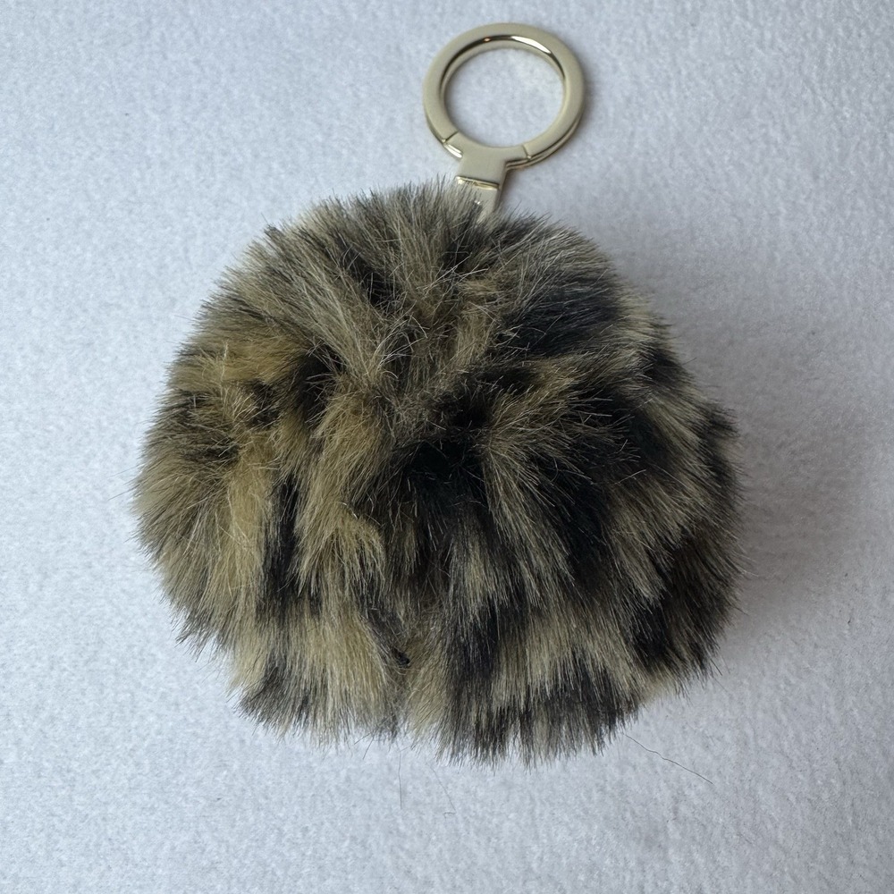 Kate Spade New York Cat Pouf Keychain Cheetah Bag Charm Soft Kitty Brown Black - Picture 11 of 11